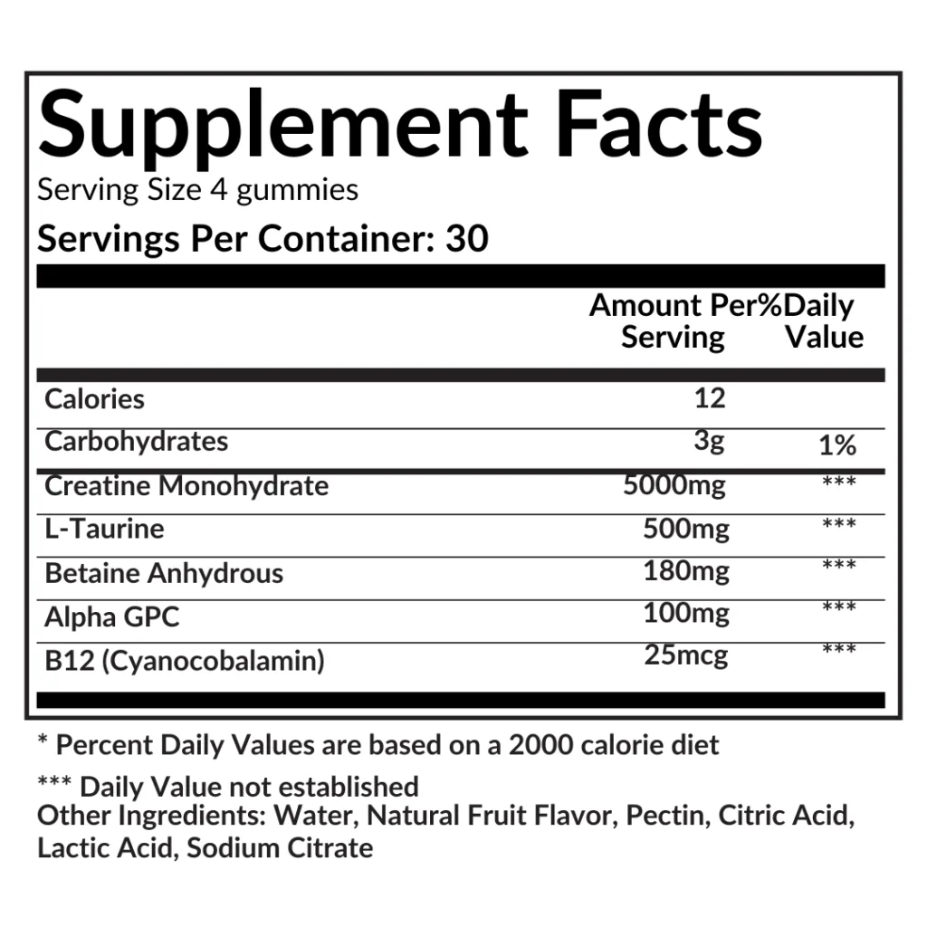 MAS Creatine supplement facts