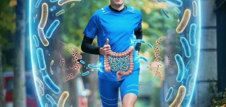 Runner surrounded by a protective shield
