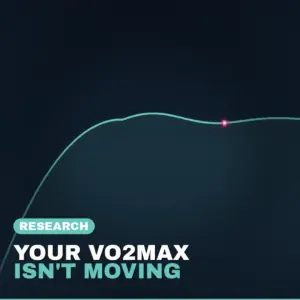 Line chart of a runner's VO2max estimate rising then flattening into a 6 month plateau